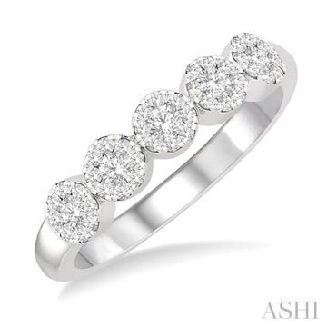 1/3 Ctw 5-Stone Lovebright Round Cut Diamond Ring in 14K White Gold